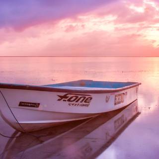 Pretty sunset boat wallpaper