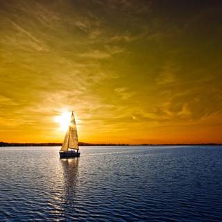 Pretty sunset boat wallpaper