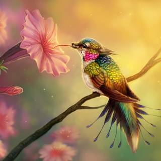 Spring hummingbird flowers wallpaper