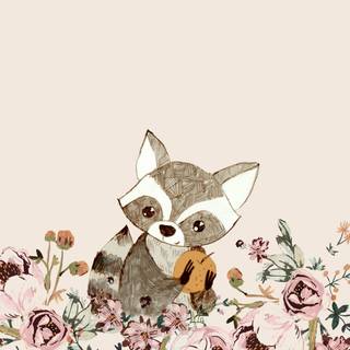 Cute spring racoon wallpaper