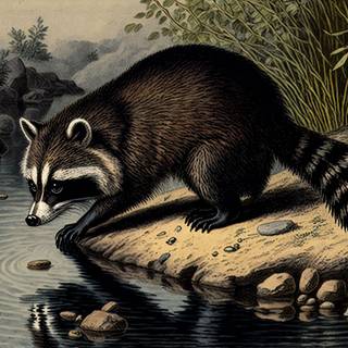 Cute spring racoon wallpaper