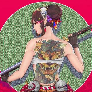 Green samurai wallpaper