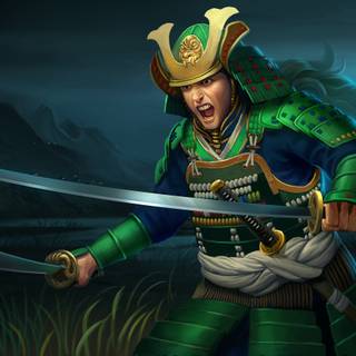 Green samurai wallpaper