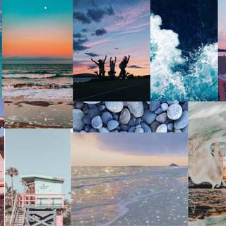 Aesthetic summer collages desktop wallpaper