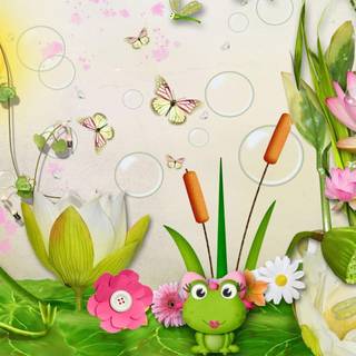 Spring frogs wallpaper