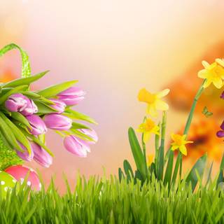 Easter flowers meadow wallpaper