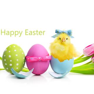 Happy Easter chickens wallpaper