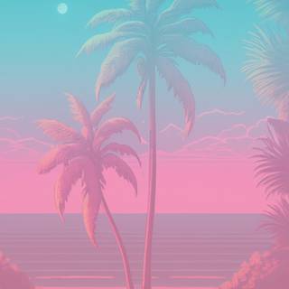 Summer pink and teal wallpaper