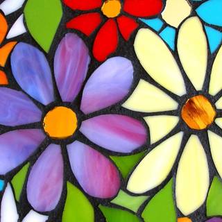 Stained glass flowers wallpaper