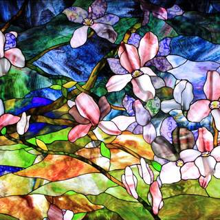 Stained glass flowers wallpaper