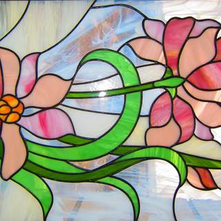Stained glass flowers wallpaper