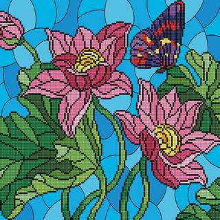 Stained glass flowers wallpaper