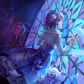 Stained glass flowers wallpaper