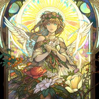 Stained glass flowers wallpaper