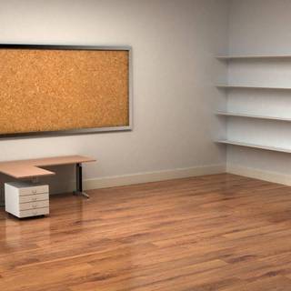 Desk and shelves wallpaper
