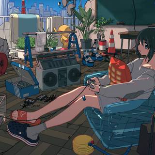 Room gaming girl wallpaper