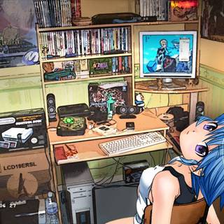 Room gaming girl wallpaper