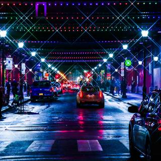 Neon city lights wallpaper