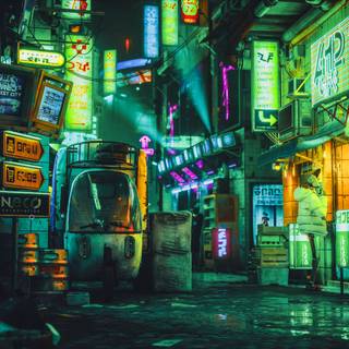 Neon city lights wallpaper