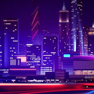 Neon city lights wallpaper