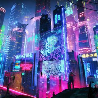 Neon city lights wallpaper