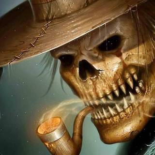 Smoking skeleton wallpaper