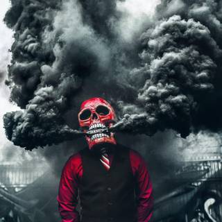 Smoking skeleton wallpaper