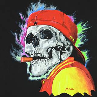 Smoking skeleton wallpaper