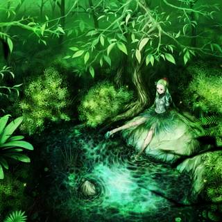 Green fairy wallpaper