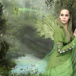 Green fairy wallpaper