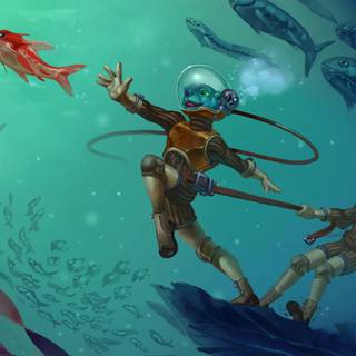 Scuba diver 4k wallpaper