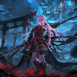 Japanese Samurai girl anime wallpaper