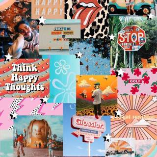 Teal summer collage wallpaper