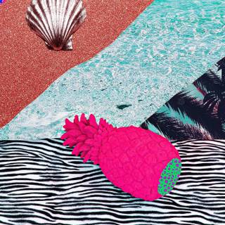 Teal summer collage wallpaper