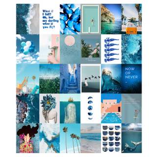 Teal summer collage wallpaper