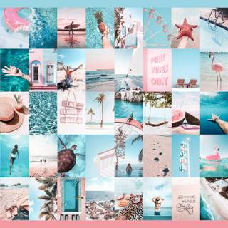 Light pink summer collage wallpaper