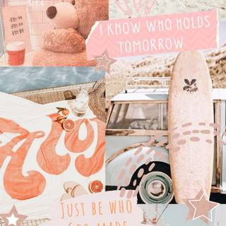 Light pink summer collage wallpaper