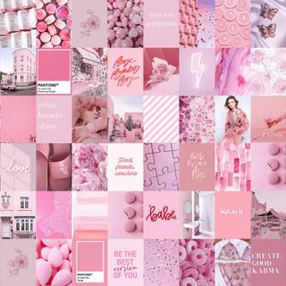 Light pink summer collage wallpaper