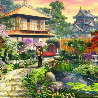Japanese spring gardens wallpaper