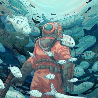 Fantasy scuba diver wallpaper