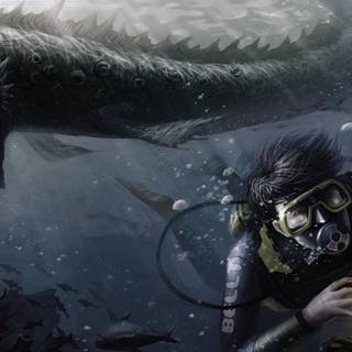 Fantasy scuba diver wallpaper