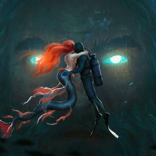Fantasy scuba diver wallpaper
