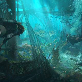Fantasy scuba diver wallpaper