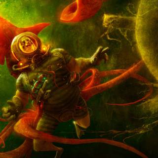 Fantasy scuba diver wallpaper