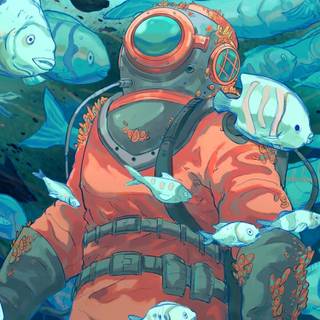 Fantasy scuba diver wallpaper