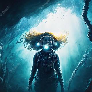 Fantasy scuba diver wallpaper