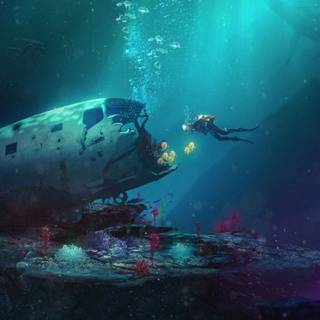 Fantasy scuba diver wallpaper