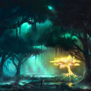 Fantasy jungle tree wallpaper