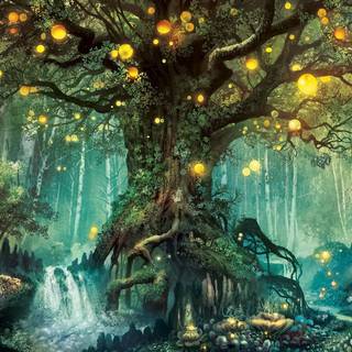 Fantasy jungle tree wallpaper
