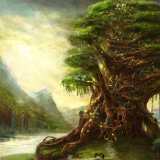 Fantasy jungle tree wallpaper